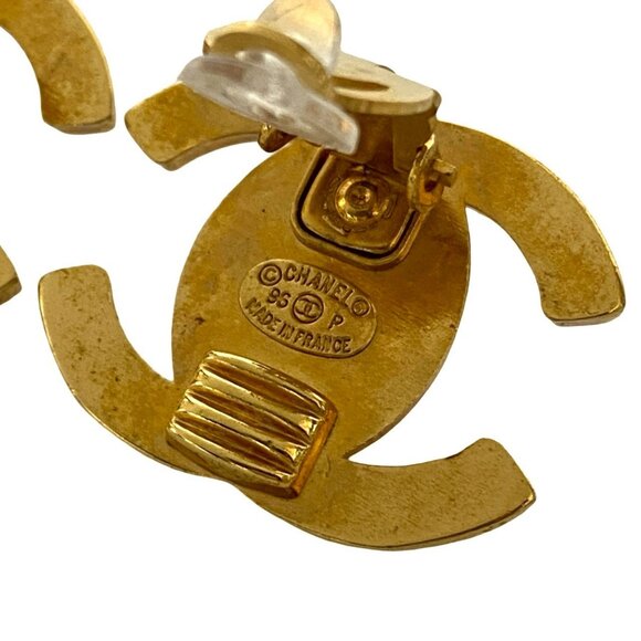 CHANEL Vintage Gold Logo Earrings